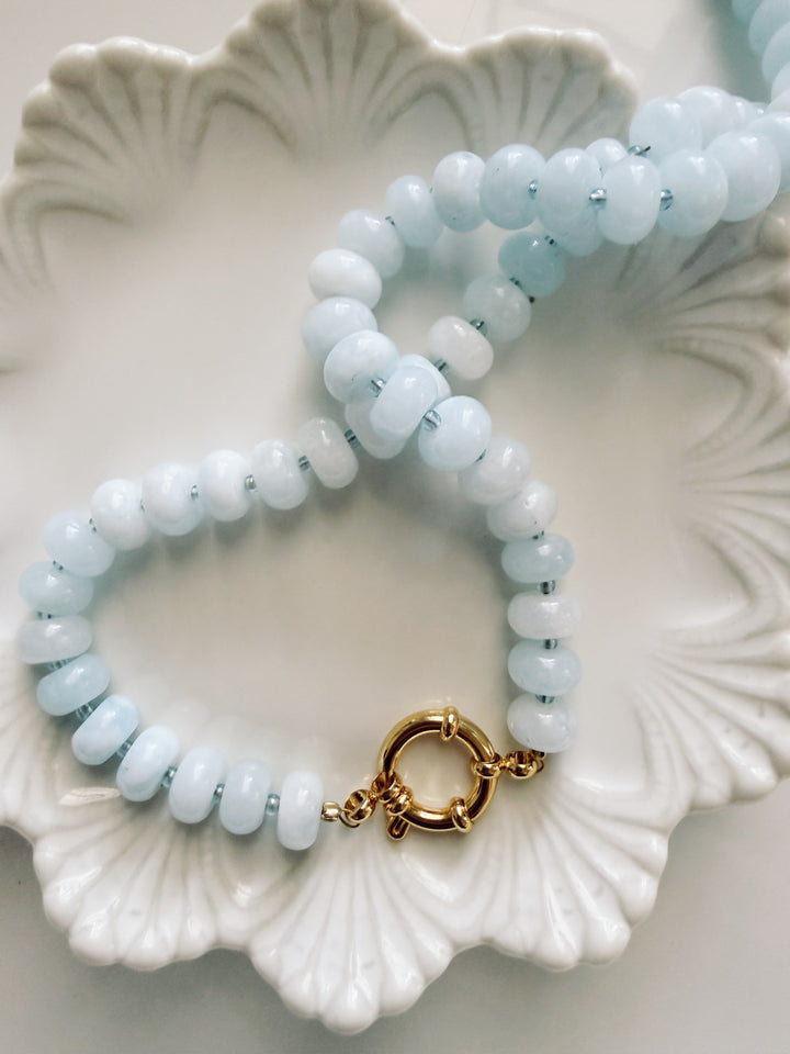 Sky Stone Necklace, Vintage Flora