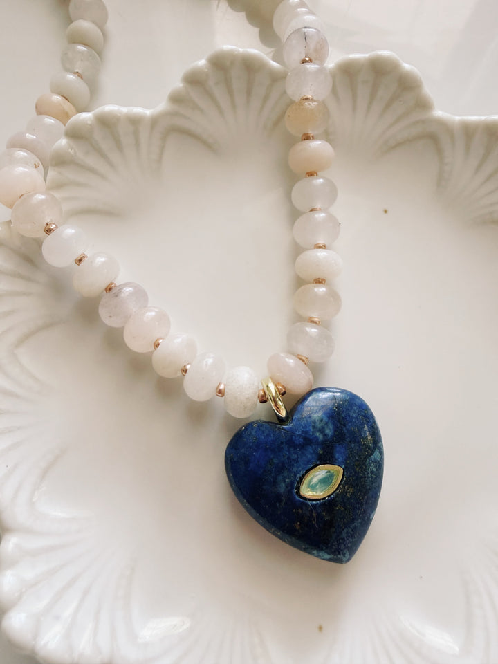 Desert Heart Necklace, Vintage Flora