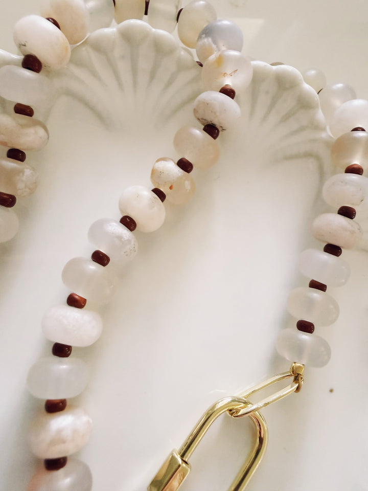 Matte Desert Stone Necklace, Vintage Flora