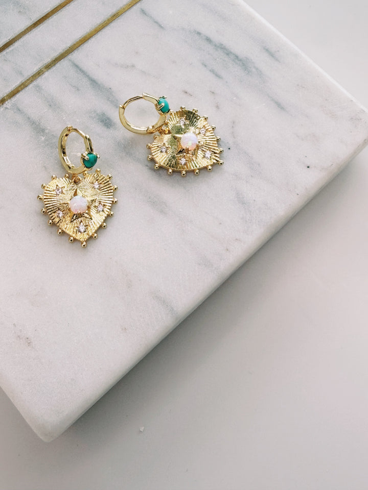 Opal Heart Earrings