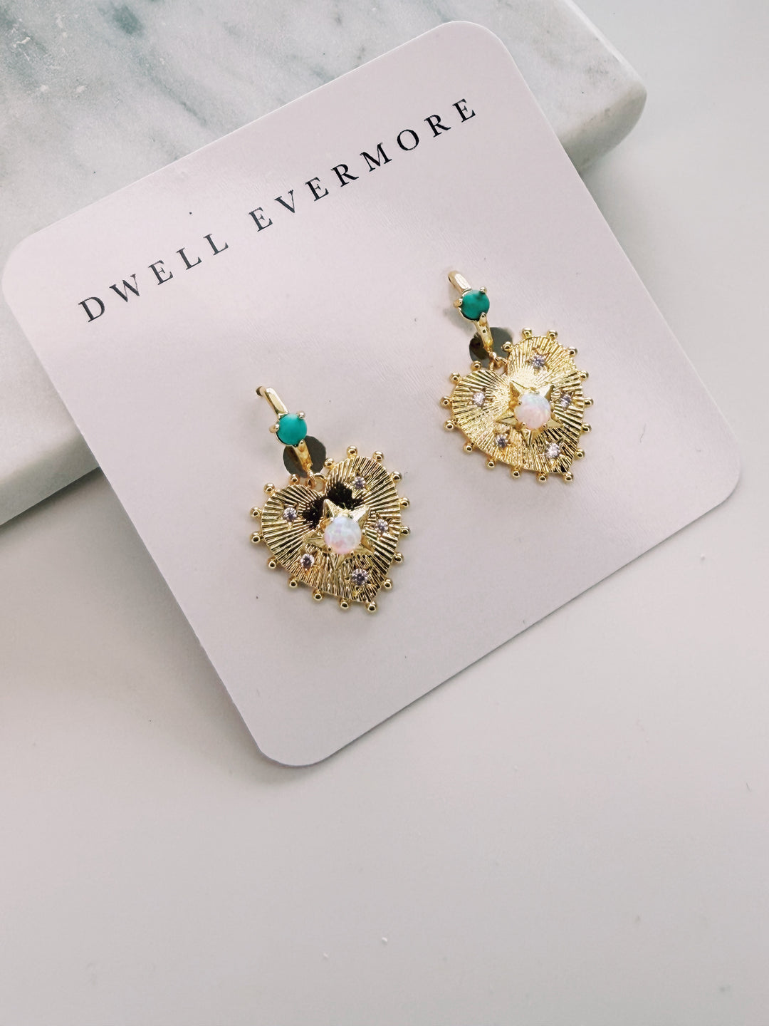 Opal Heart Earrings