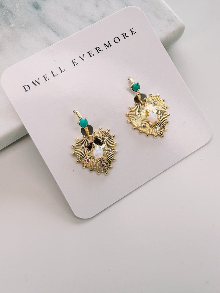Opal Heart Earrings