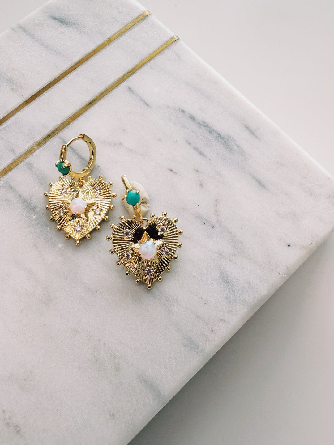 Opal Heart Earrings