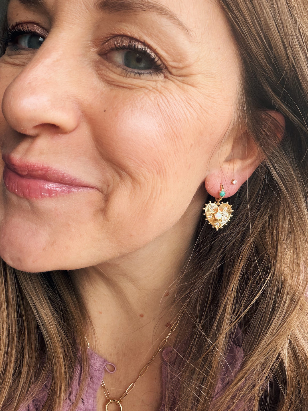 Opal Heart Earrings