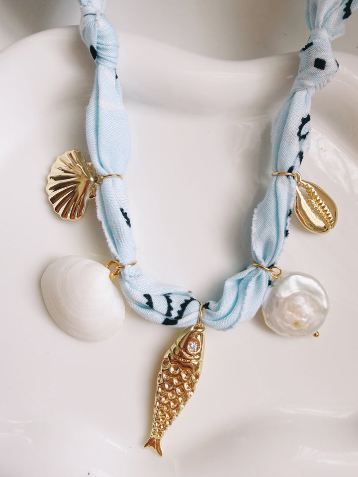 Seaside Charm Bandana Necklace, Marine Dreams