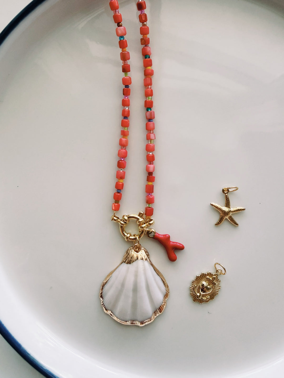 Shell Beads Necklace with Charm Set, Marine Dreams