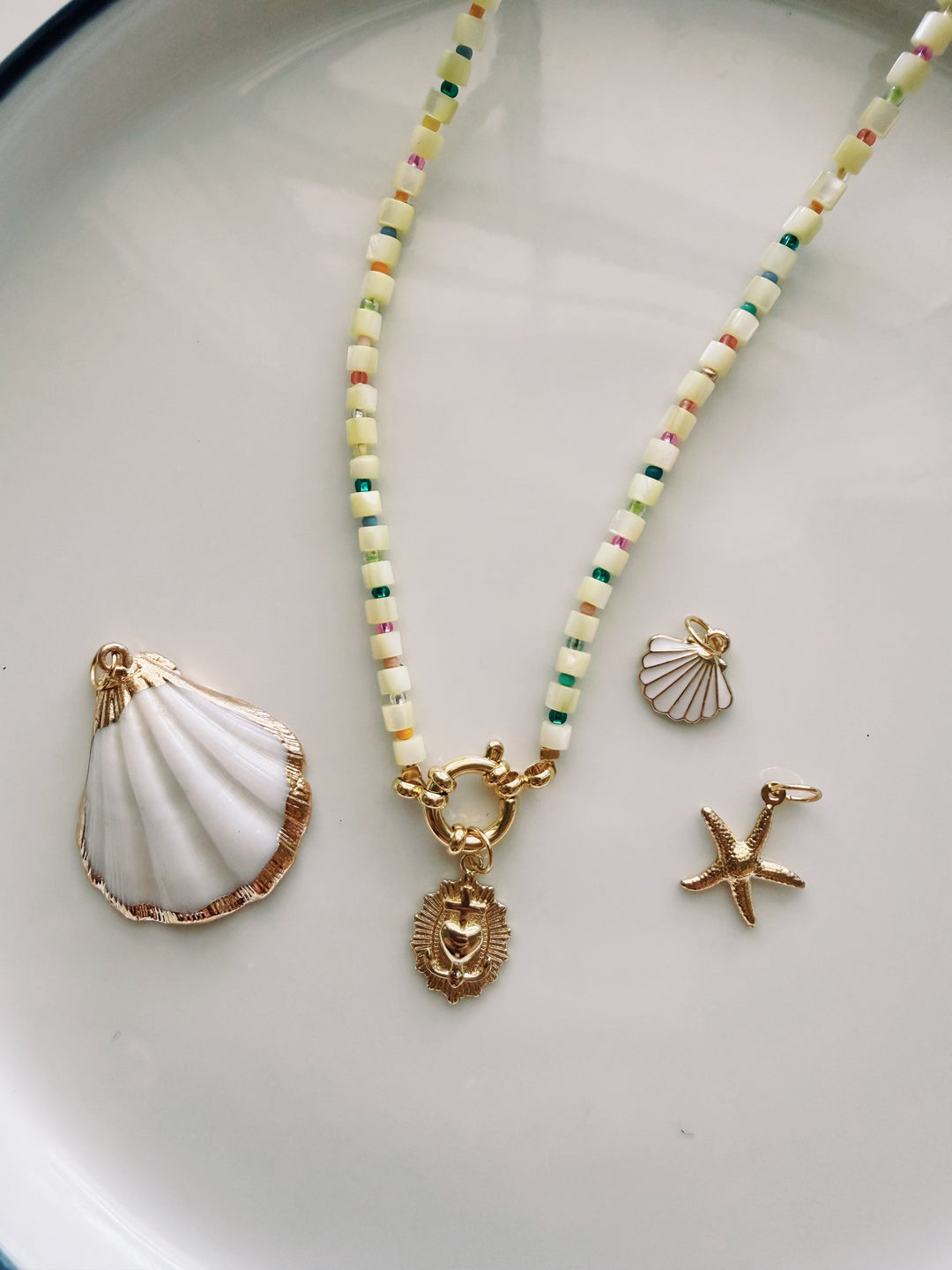 Shell Beads Necklace with Charm Set, Marine Dreams