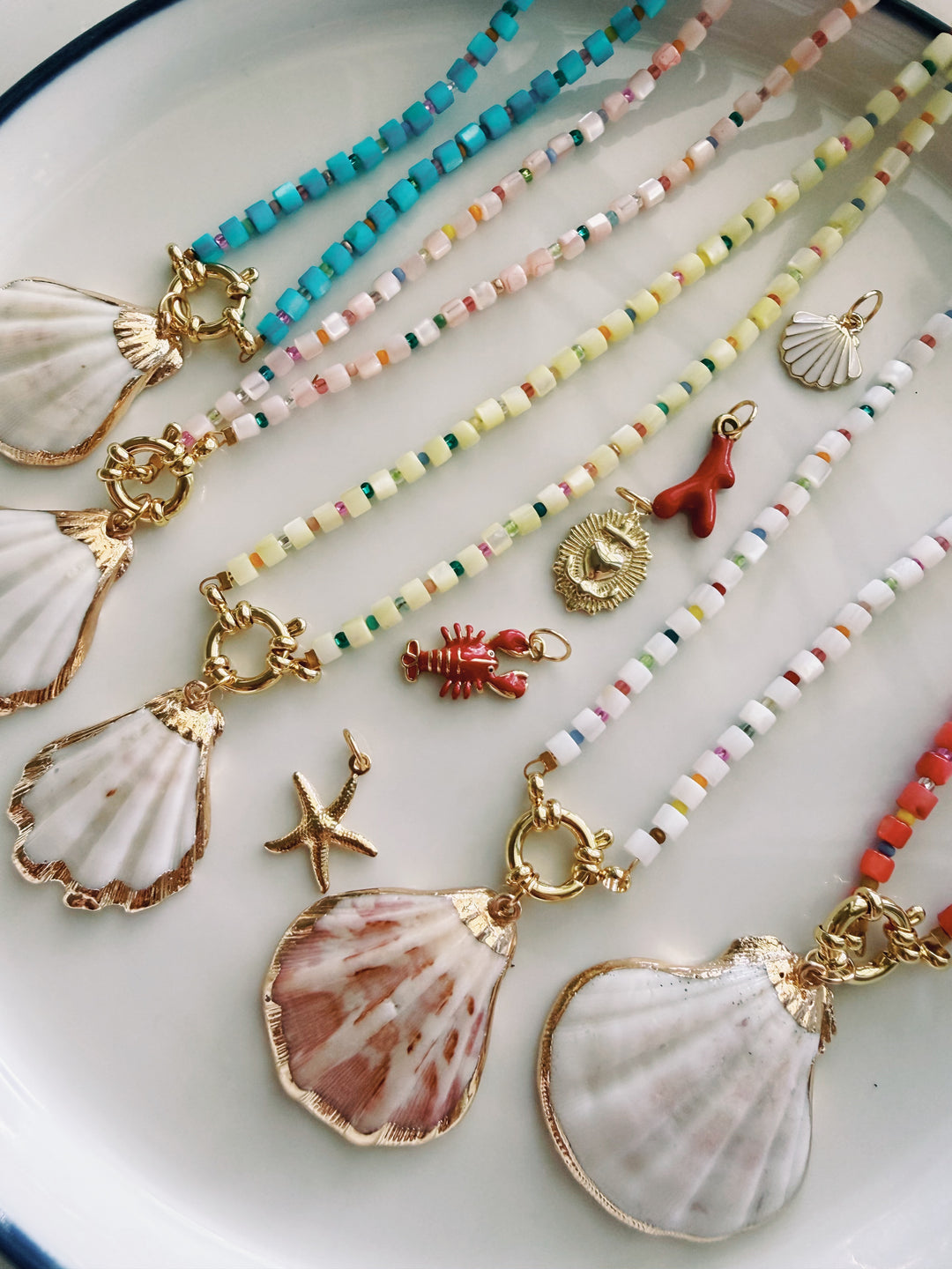 Shell Beads Necklace with Charm Set, Marine Dreams