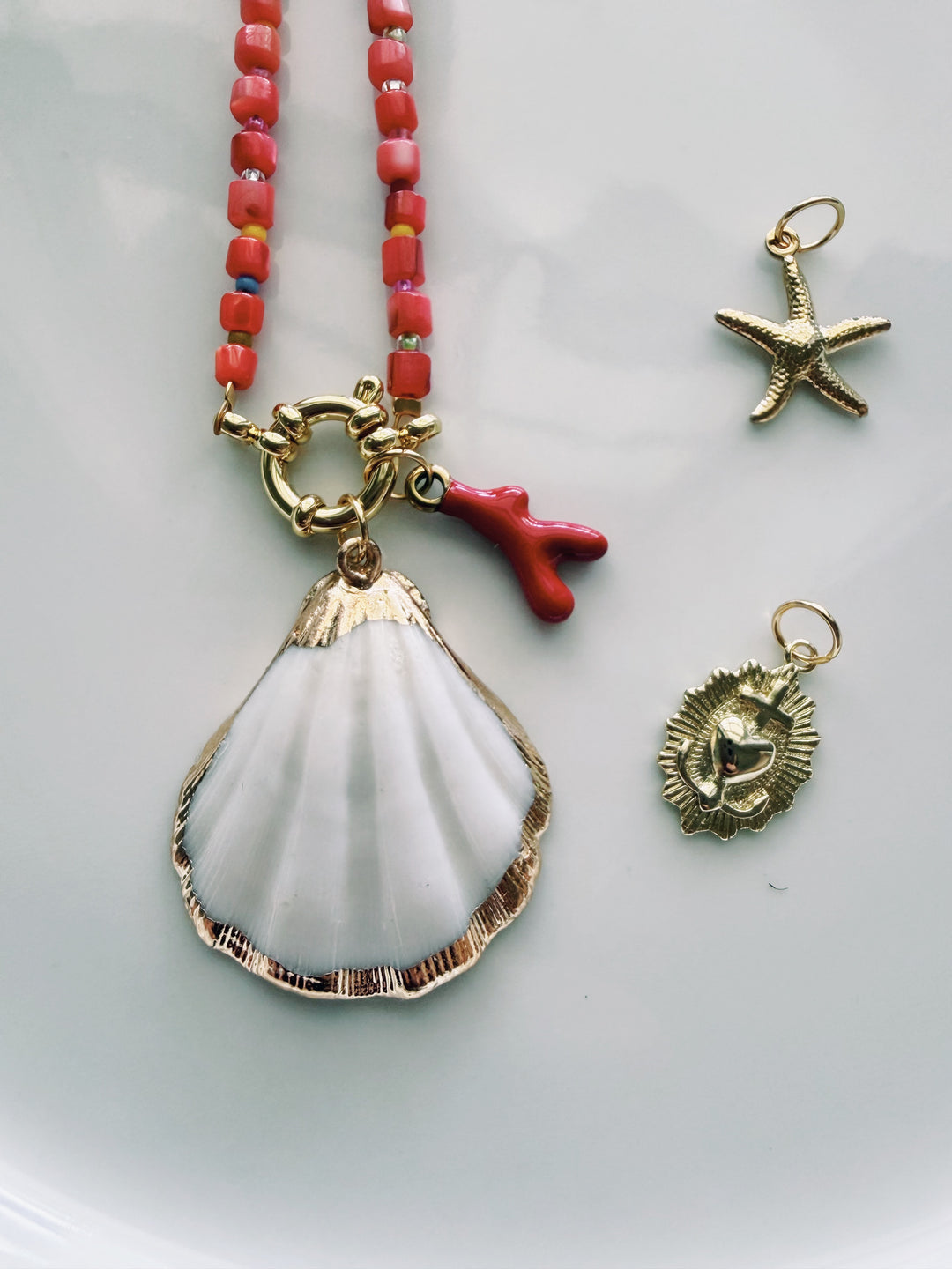 Shell Beads Necklace with Charm Set, Marine Dreams