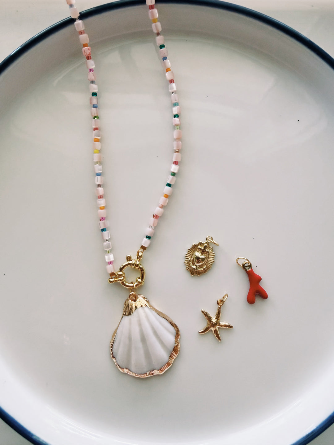 Shell Beads Necklace with Charm Set, Marine Dreams