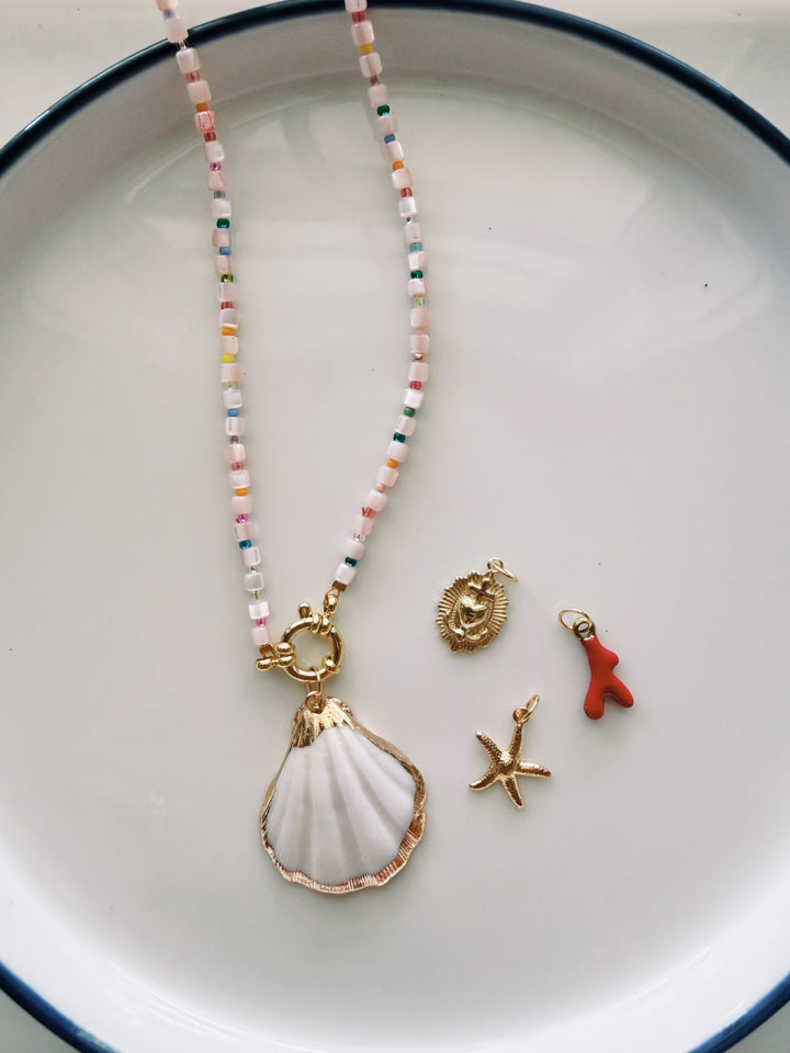 Shell Beads Necklace with Charm Set, Marine Dreams