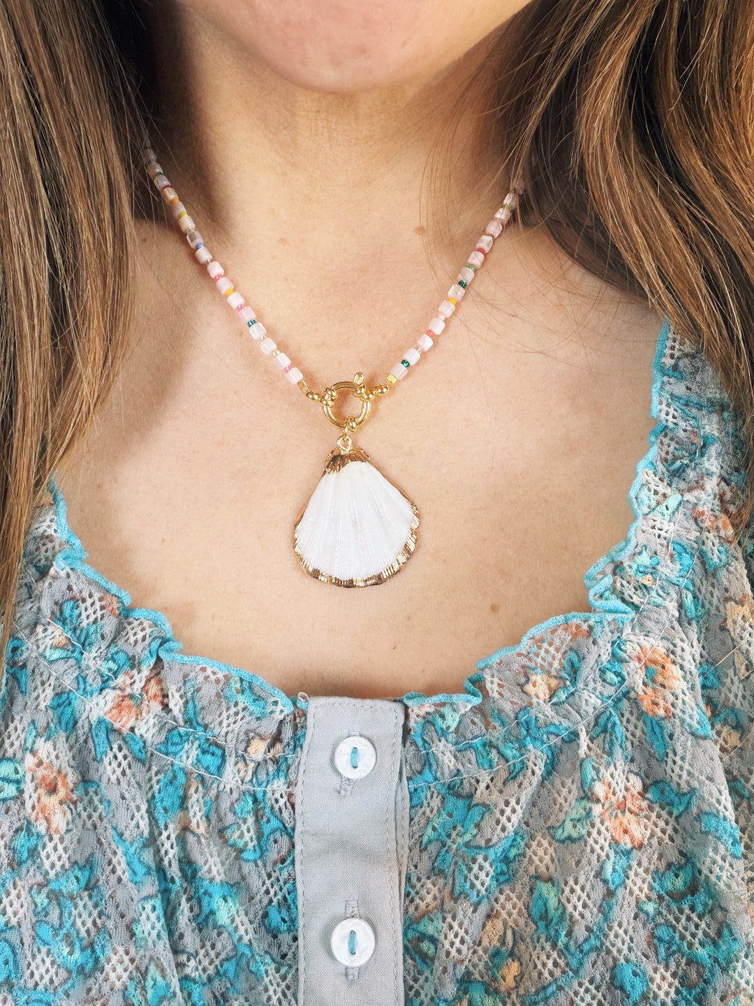 Shell Beads Necklace with Charm Set, Marine Dreams