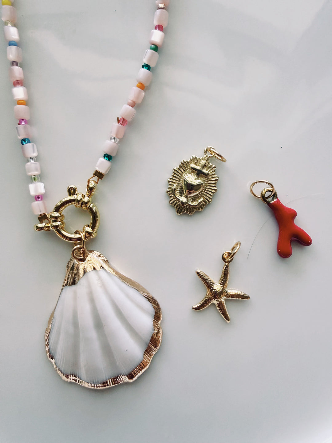 Shell Beads Necklace with Charm Set, Marine Dreams