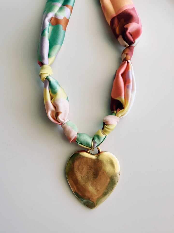 Heart Silk Scarf Necklace