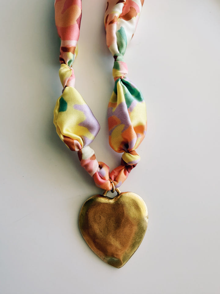 Heart Silk Scarf Necklace