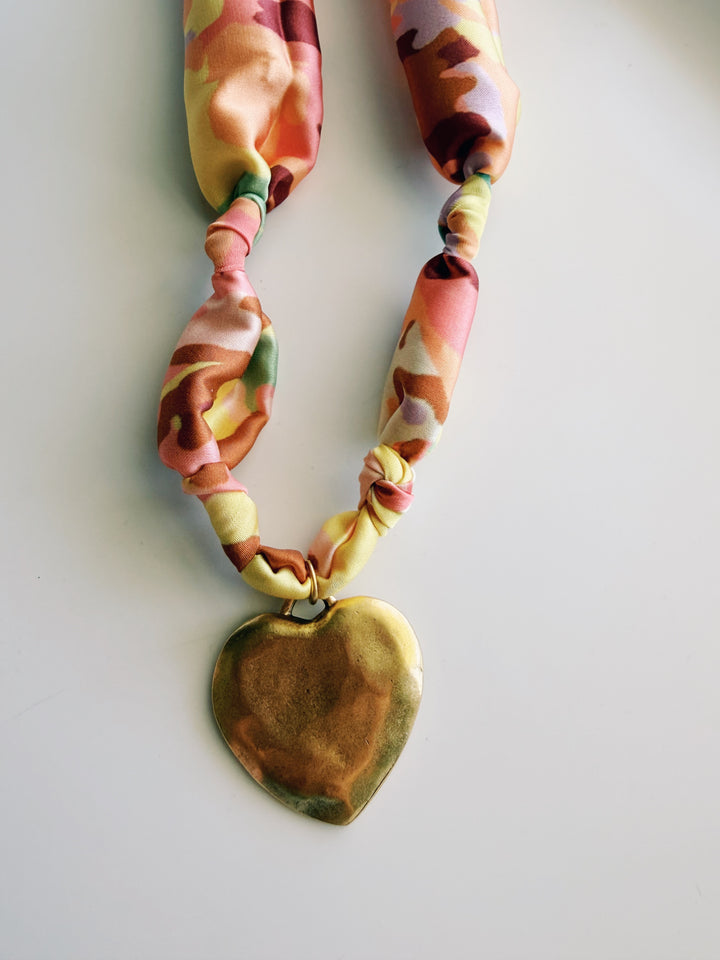 Heart Silk Scarf Necklace