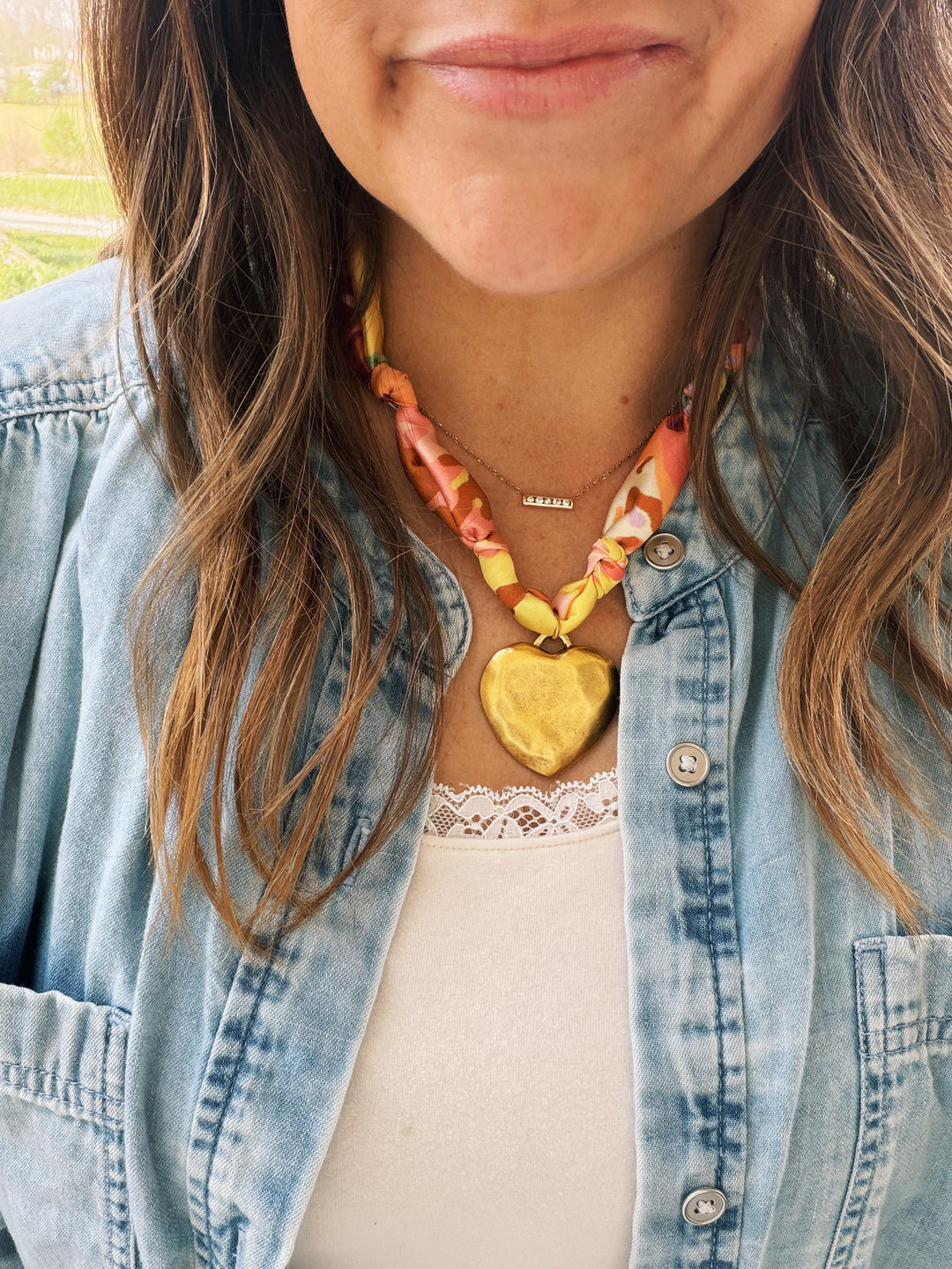 Heart Silk Scarf Necklace