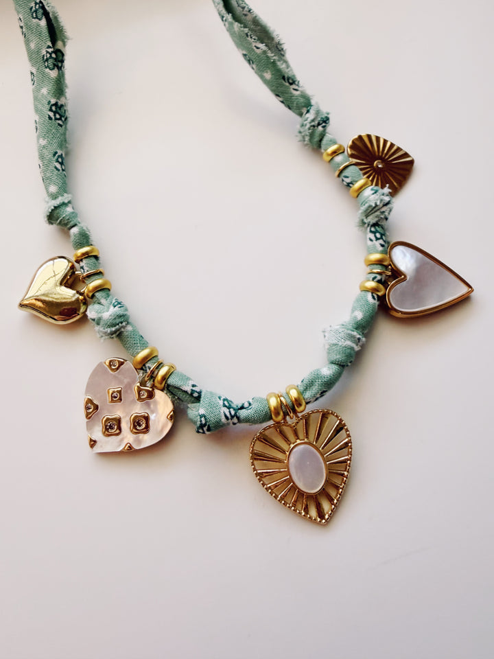 Spring Greens All Hearts Necklace