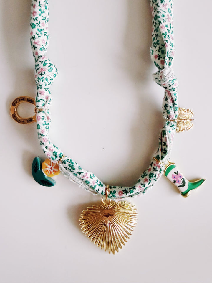 Spring Greens Wildflower Necklace