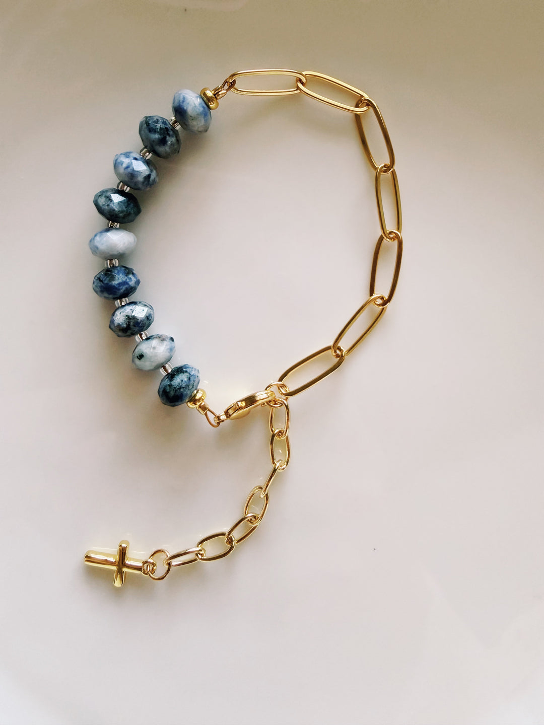 Stone & Chain Bracelet: Blues and Greens