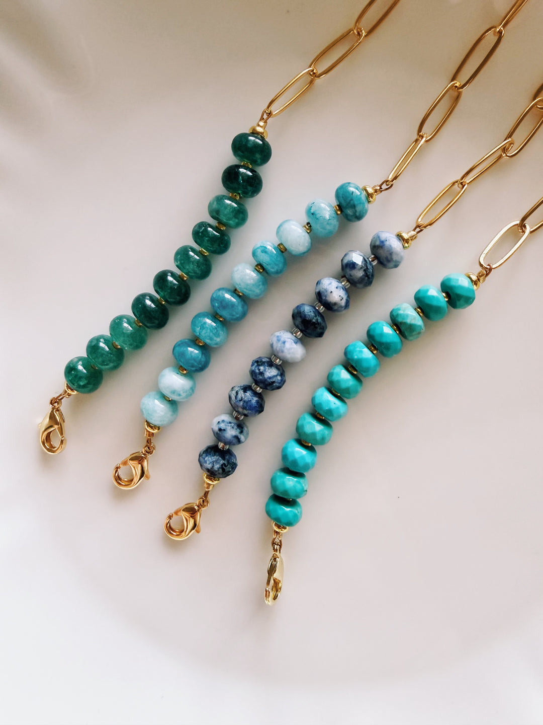 Stone & Chain Bracelet: Blues and Greens