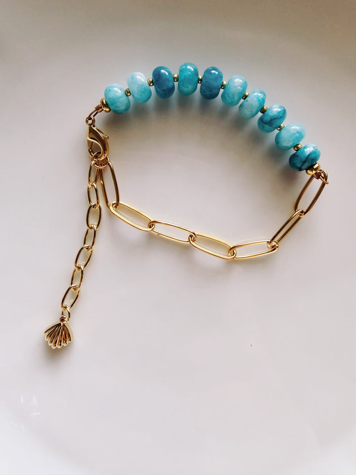 Stone & Chain Bracelet: Blues and Greens