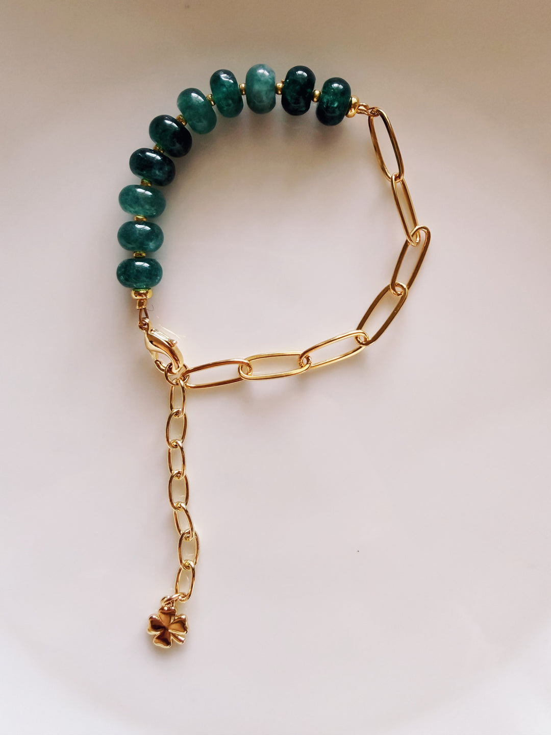 Stone & Chain Bracelet: Blues and Greens