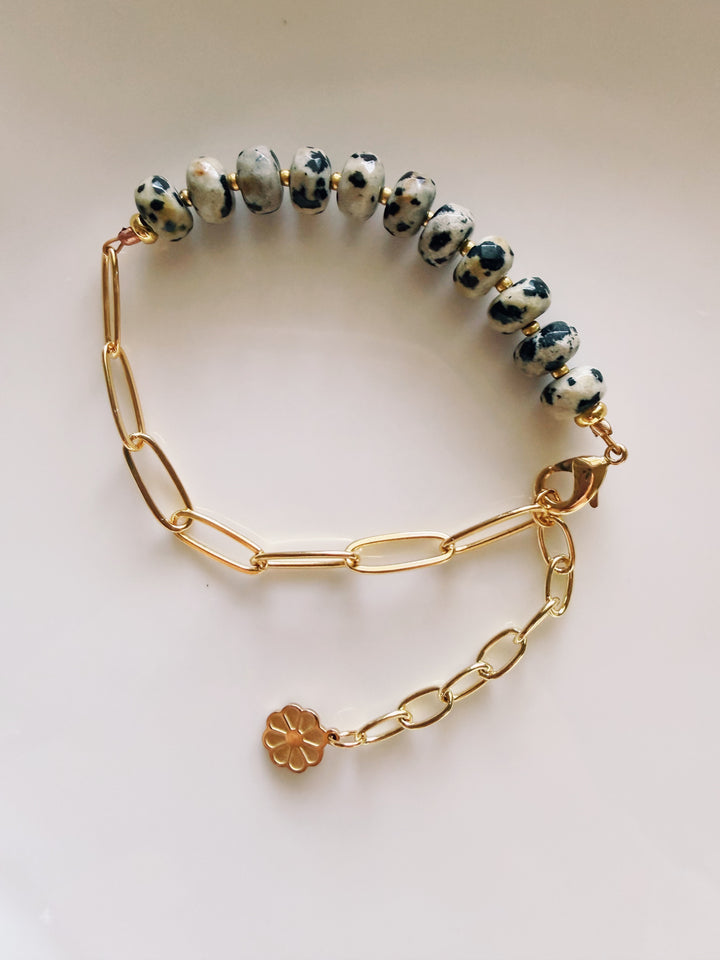 Stone & Chain Bracelet: Greys and Whites