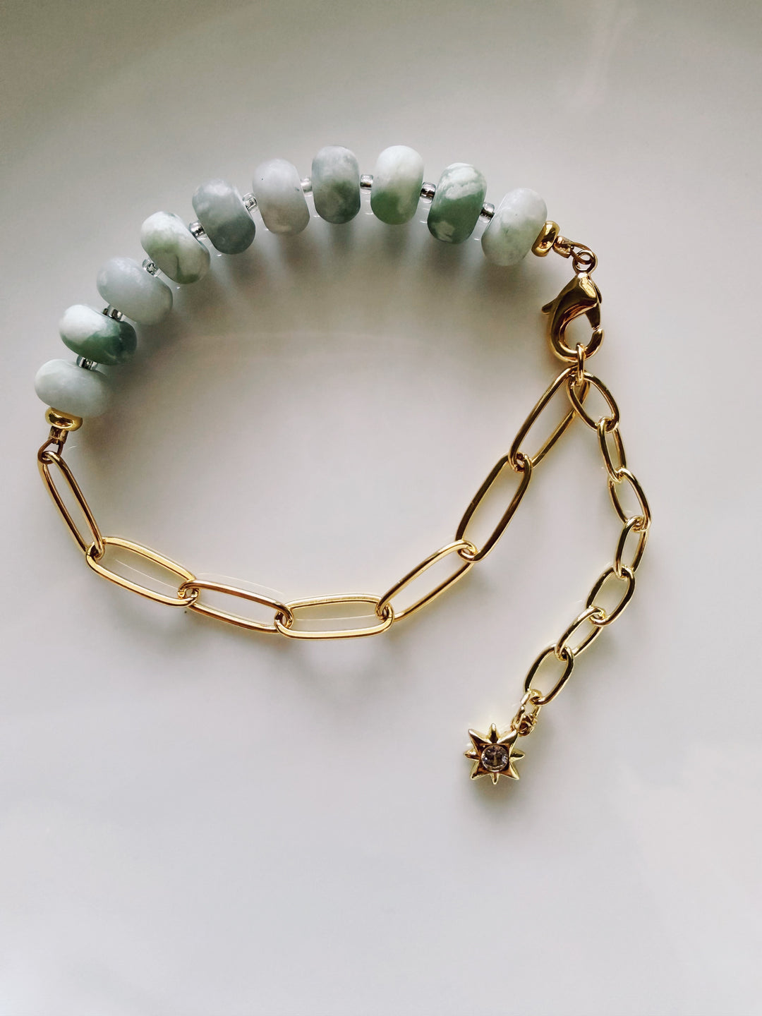 Stone & Chain Bracelet: Greys and Whites