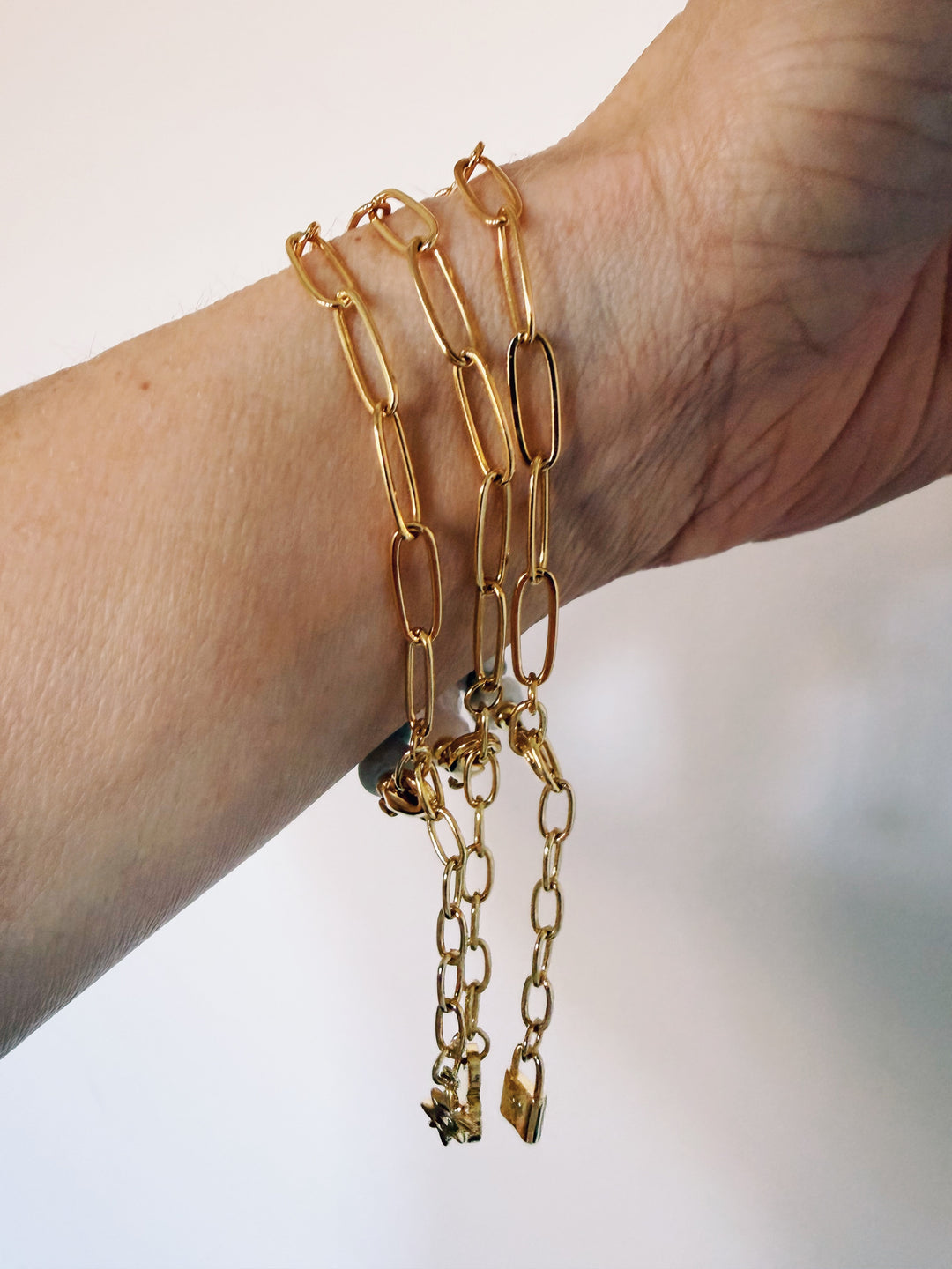 Stone & Chain Bracelet: Pinks