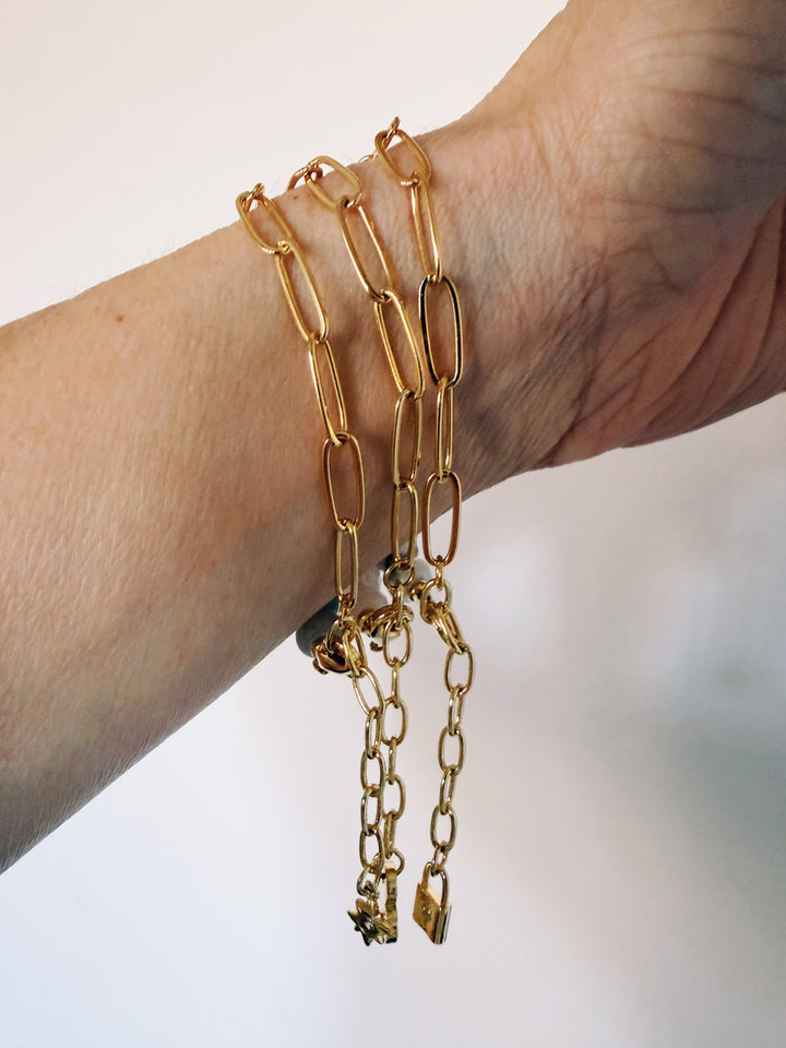 Stone & Chain Bracelet: Pinks