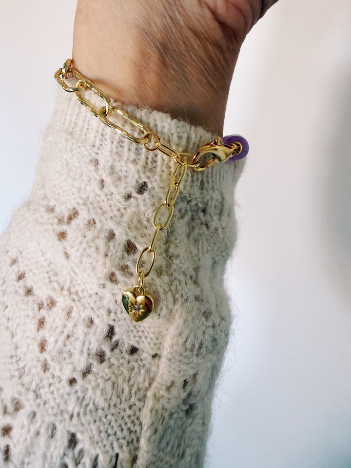 Stone & Chain Bracelet: Pinks