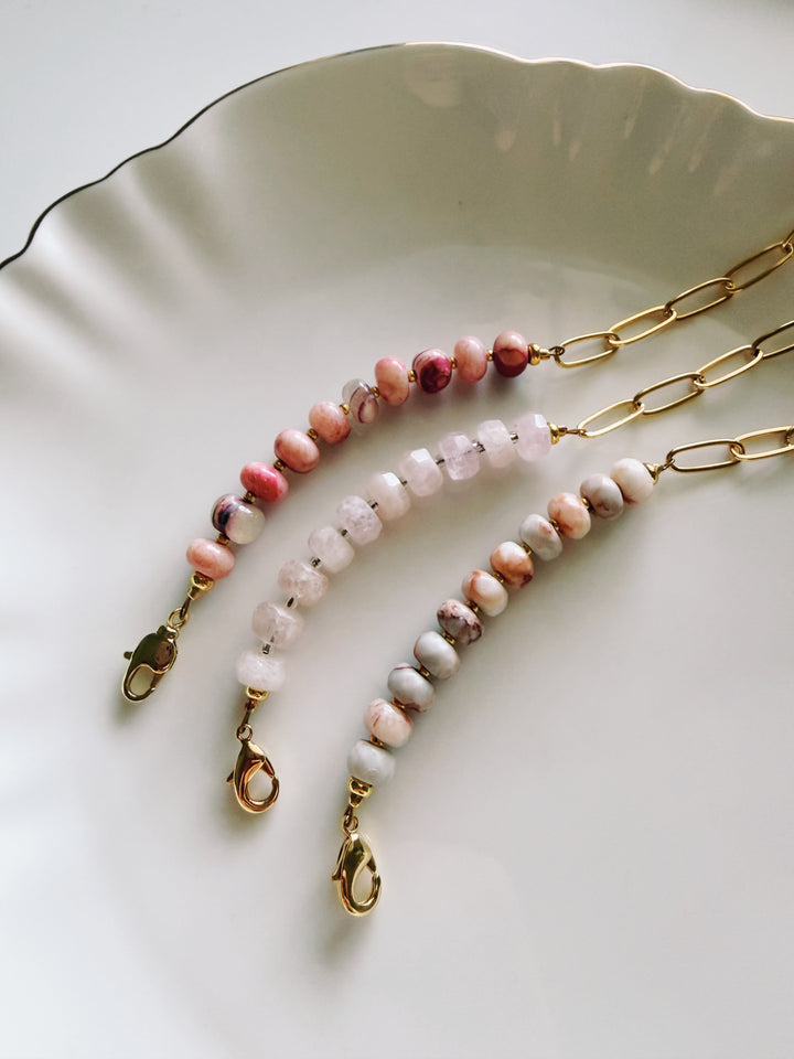 Stone & Chain Bracelet: Pinks