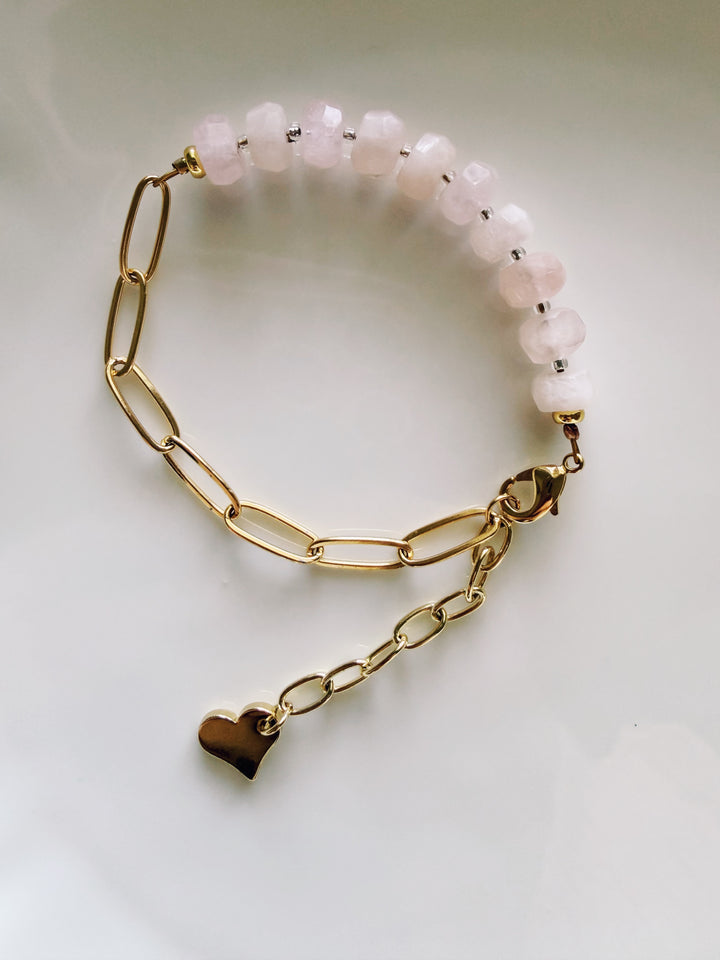 Stone & Chain Bracelet: Pinks
