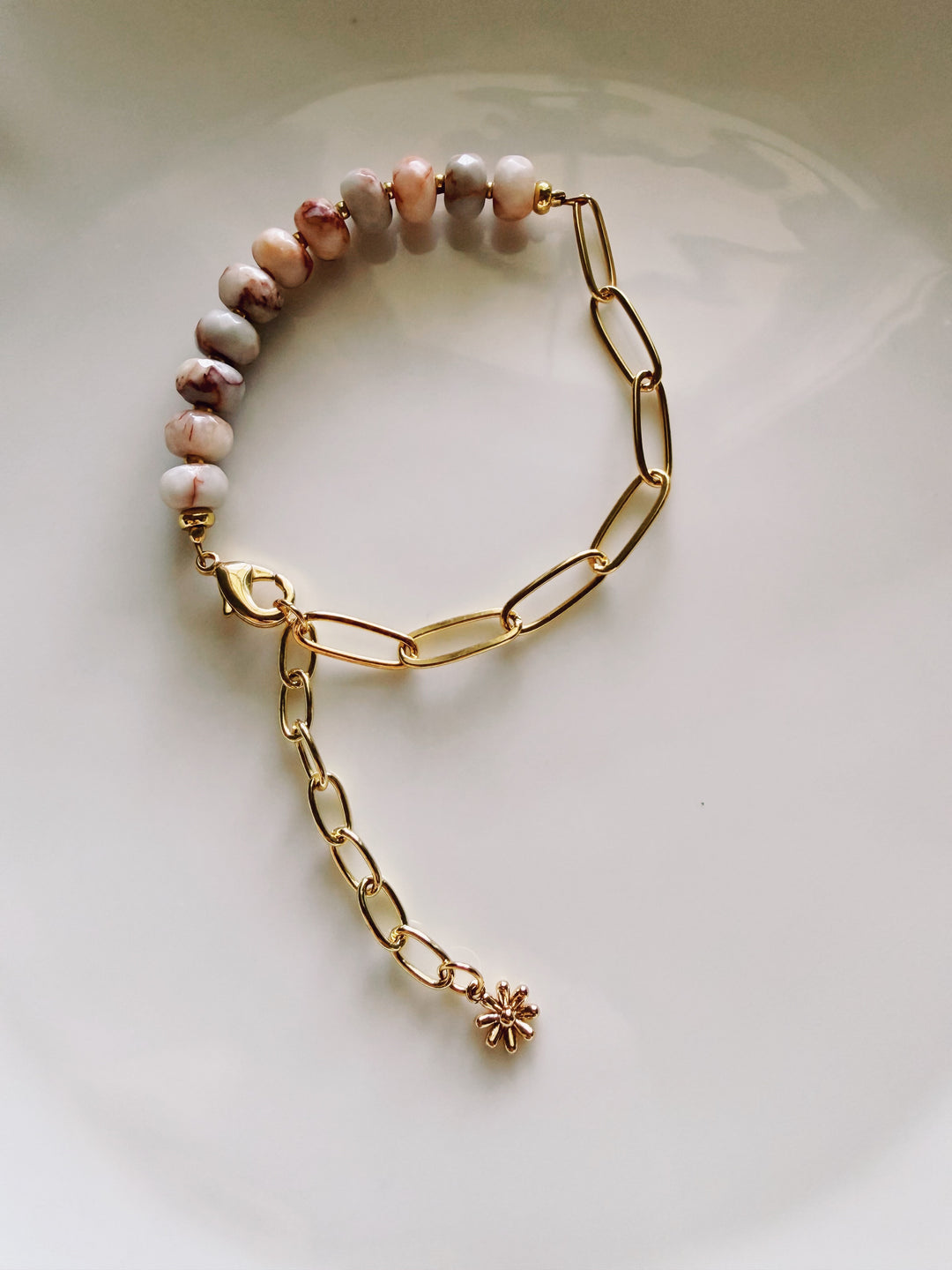 Stone & Chain Bracelet: Pinks