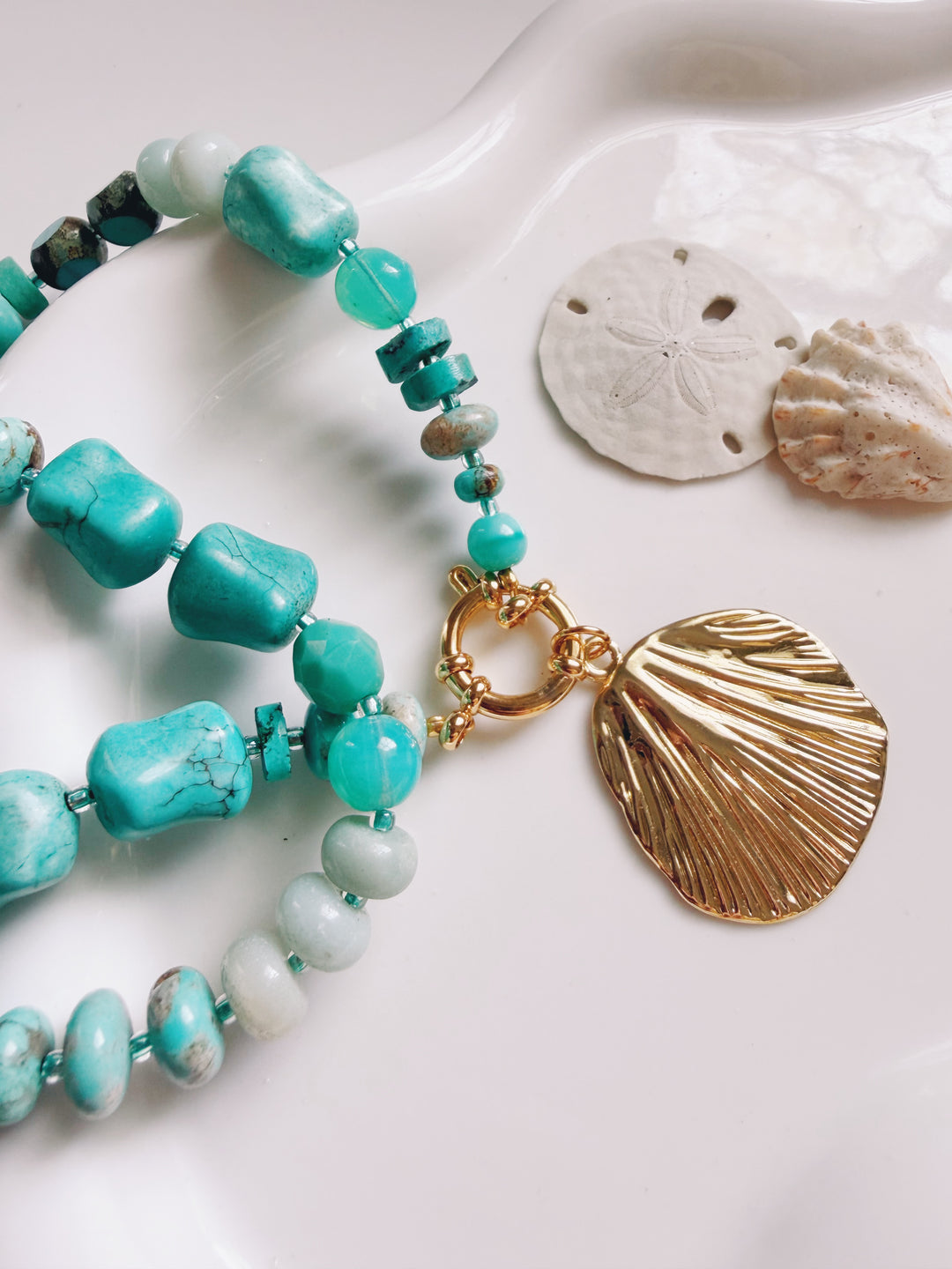 Waves Necklace with Shell, Marine Dreams