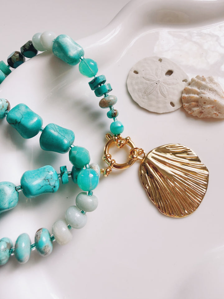 Waves Necklace with Shell, Marine Dreams