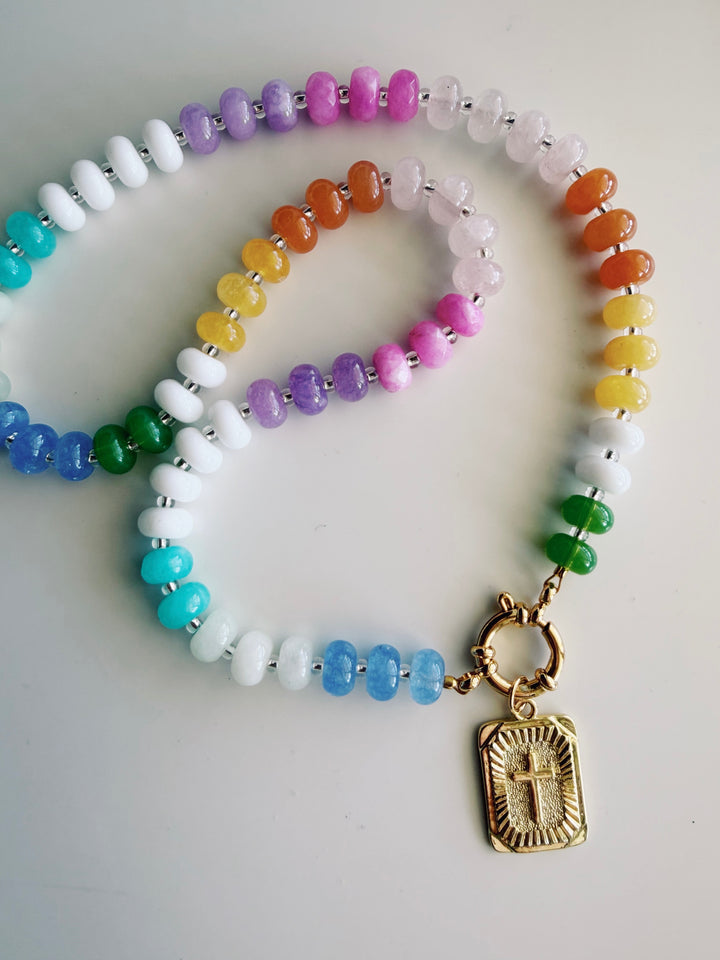 Wildflower Stone and Glass Necklace