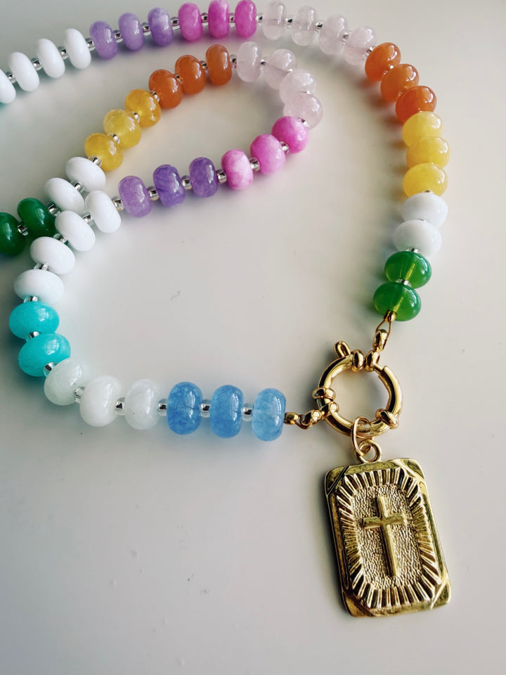 Wildflower Stone and Glass Necklace