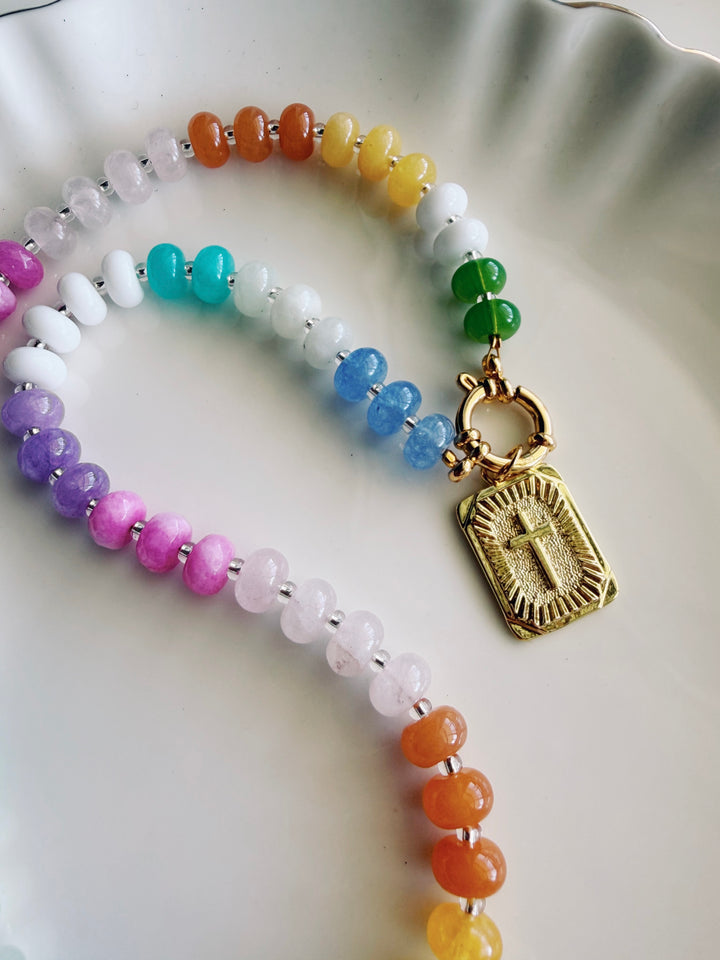 Wildflower Stone and Glass Necklace